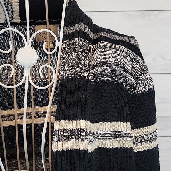 St. John's Bay open front striped cardigan Size L - Picture 4 of 10
